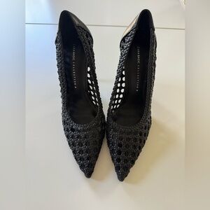 Zara Black Textured Women's Heels